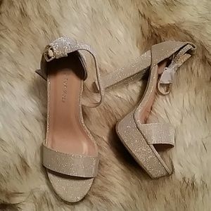 Open Toe Ankle Strap Chunky Heel Pumps